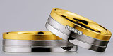 Marrying 585 Weissgold /Gelbgold, 6,00 mm Breite, seidenmatt / poliert, 4 Brillanten 0,04 ct. W/SI,