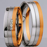 Marrying 585 Weiss-Rotgold, 6,00 mm Breite, seidenmatt / poliert, 4 Brillanten 0,04 ct W/SI,