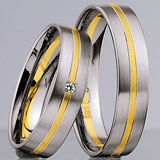 Marrying 585 Weissgold /Gelbgold, 5,00 mm Breite, seidenmatt / poliert, 1 Brillant 0,02 ct. W/SI,