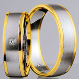 Marrying 585 Weissgold / Gelbgold, 6,00 mm Breite, seidenmatt / poliert, 1 Brillant 0,03 ct. W/SI,