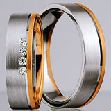 Marrying 585 Weiss-Rotgold, 6,00 mm Breite, seidenmatt, 4 Brillanten 0,12 ct W/SI,