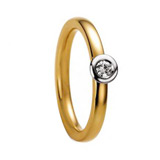 Engagement Rings 585 Gelbgold / Weissgold, 2,50 mm Breite, feinmattiert, 1 Brillant 0,10 ct. W/VSI,