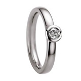 Engagement Rings 585 Weissgold, 3,00 mm Breite, poliert, 1 Brillant 0,15 ct. W/VSI,