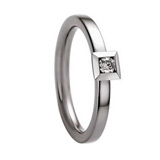 Engagement Rings 585 Weissgold, 2,50 mm Breite, poliert, 1 Brillant 0,10 ct. W/VSI,