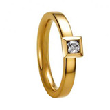 Engagement Rings 585 Gelbgold, 3,00 mm Breite, poliert, 1 Brillant 0,15 ct. W/VSI,