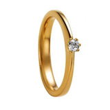 Los anillos de compromiso 585 Gelbgold, 2,80 mm, Schiene im Verlauf; nach oben schmaler Breite, poliert, 1 Brillant 0,10 ct. W/VSI,