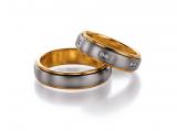 Marrying 585 Weissgold /Gelbgold, 6,00 mm Breite, seidenmatt / poliert, 12 Brillanten 0,24 ct. W/SI,