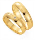 Marrying 585 Gelbgold, 5,00 mm Breite, seidenmatt / poliert, 1 Brillant 0,015 ct. TW/SI,