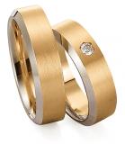 Marrying 585 Graugold / Rosegold, 6,00 mm Breite, seidenmatt / poliert, 1 Brillant 0,07 ct. TW/SI,