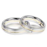 Trauringe 950 Palladium-750 Gelbgold, 5,60 mm Breite, seidenmatt / poliert, 4 Brillanten 0,02 ct. TW/VSI,