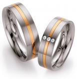 Los anillos de boda Edelstahl / 585 Rotgold, 5,00 mm Breite, seidenmatt, 3 Brillanten 0,03 ct. W/SI,