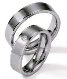 Los anillos de boda Edelstahl, 6,00 mm Breite, seidenmatt /poliert, 1 Brillant0,045 ct. W/SI,