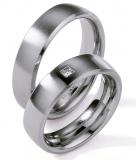Los anillos de boda Edelstahl, 6,00 mm Breite, seidenmatt / poliert, 1 Brillant 0,05 ct. W/SI,