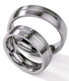 Los anillos de boda Edelstahl, 6,00 mm Breite, feinmattiert und poliert, 3 Brillanten 0,045 ct. W/SI,
