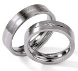 Los anillos de boda Edelstahl, 6,00 mm Breite, seidenmatt /poliert, 1 Brillant 0,045 ct. W/SI,
