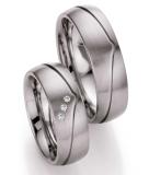 Los anillos de boda Edelstahl, 7,00 mm Breite, seidenmatt, 3 Brillanten 0,045 ct. W/SI,