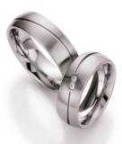 Los anillos de boda Edelstahl, 7,00 mm Breite, seidenmatt, 2 Brillanten 0,045 ct. W/SI,