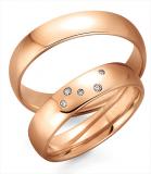 Trauringe 585 Rosegold, 5,00 mm Breite, poliert, 5 Brillanten 0,035 ct. TW/SI,