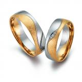 Marrying 585 Weissgold / Rosegold, 6,00 mm Breite, poliert / kratzmatt, 3 Brillanten 0,02 ct. TW/SI,