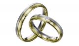 Marrying 750 Weissgold / Grüngold, 4,00 mm Breite, kratzmatt / poliert, 1 Brillant 0,03 ct. W/SI,