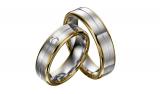 Marrying 585 Weissgold / Rosegold, 6,00 mm Breite, seidenmatt / poliert, 1 Brillant 0,08 ct. W/SI,