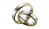 Marrying 585 Weissgold / 585 Gelbgold, 5,00 mm Breite, seidenmatt / poliert, 1 Diamant - Prinzess 0,03 ct. TW/VSI,