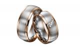 Marrying 585 Weissgold / Rotgold, 8,00 mm Breite, seidenmatt / poliert, 4 Brillanten 0,03 ct. W/SI,