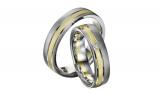 Marrying 750 Weissgold / Grüngold, 5,50 mm Breite, strichmatt / Fuge poliert, 1 Diamant - Prinzess 0,05 ct. TW/VSI,