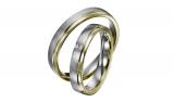 Marrying 750 Weissgold / Grüngold, 4,00 mm Breite, kratzmatt / poliert, 2 Brillanten 0,02 ct. W/SI,