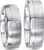 Friendship Rings 925 Silber, 6,50 mm Breite, seidenmatt / poliert, 1 Brillant 0,02 ct. TW/SI,
