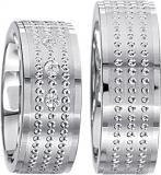 Friendship Rings 925 Silber, 8,00 mm Breite, seidenmatt / poliert mit Muster, 3 Brillanten 0,03 ct. TW/SI,