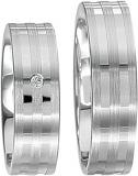 Friendship Rings 925 Silber, 6,00 mm Breite, seidenmatt / poliert, 1 Brillant 0,02 ct. TW/SI,
