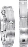 Friendship Rings 925 Silber, 4,00 mm Breite, seidenmatt / poliert, 1 Brillant 0,02 ct. TW/SI,