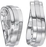 Friendship Rings 925 Silber, 6,50 mm Breite, seidenmatt / poliert, 1 Brillant 0,02 ct. TW/SI,