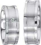 Friendship Rings 925 Silber, 7,00 mm Breite, seidenmatt / poliert, 1 Brillant 0,02 ct. TW/SI,