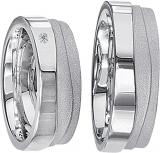 Friendship Rings 925 Silber, 7,00 mm Breite, seidenmatt / poliert, 1 Brillant 0,02 ct. TW/SI,