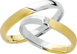 Marrying 585 Weissgold /Gelbgold, 3,00 mm Breite, sandmatt / poliert, 1 Brillant 0,03 ct. W/SI,