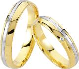 Marrying 333 Weissgold / Gelbgold, 4,00 mm Breite, seidenmatt / poliert, 1 Brillant 0,02 ct. W/SI,