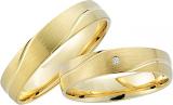 Marrying 333 Gelbgold, 4,50 mm Breite, seidenmatt / poliert, 1 Brillant 0,01 ct. W/SI,