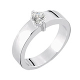 Engagement Rings 585 Weissgold, massiv Breite, poliert, 1 Brillant 0,25 ct. TW/SI,