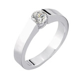 Engagement Rings 585 Weissgold, massiv Breite, poliert, 1 Brillant 0,25 ct. TW/SI,
