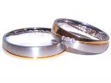 Marrying 585 Weissgold /Gelbgold, 4,50 mm Breite, seidenmatt / poliert, 3 Brillanten 0,045 ct. W/SI,
