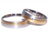 Marrying 585 Weissgold /Gelbgold, 5,00 mm Breite, seidenmatt / poliert, 1 Brillant 0,03 ct. W/SI,