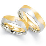 Marrying 585 Gelbgold / Weissgold, 6,0 mm Breite, seidenmatt, 1 Brillant 0,045 ct TW/SI,