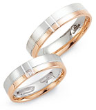 Marrying 585 Weiss-Rotgold, 5,0 mm Breite, seidenmatt / poliert, 1 Brillant 0,007 ct TW/SI,