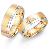 Marrying 585 Weissgold / Apricotgold, 6,00 mm Breite, seidenmatt und poliert, 3 Brillanten 0,03 ct TW/SI,