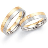 Marrying 585 Weissgold / Apricotgold, 5,0 mm Breite, seidenmatt, 2 Brillanten 0,012 ct TW/SI,