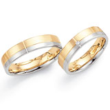 Marrying 585 Weissgold / Apricotgold, 5,00 mm Breite, seidenmatt und poliert, 1 Brillant 0,012 ct TW/SI,