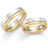Marrying 585 Weiss / Gelbgold, 6,0 mm Breite, seidenmatt, 1 Brillant 0,06 ct TW/SI,