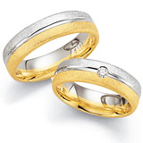 Marrying 585 Weiss / Gelbgold, 6,0 mm Breite, satiniert, 1 Brillant 0,07 ct TW/SI,